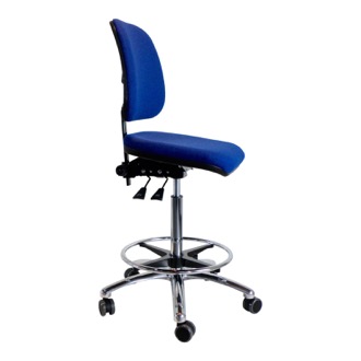 Arbejdsstol Dynamic high back, med fod-ring, polstret med stof. 2024