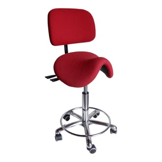 Tarok Comfort sadelstol med ryglæn, All-Matic sæde, fodring, rød/3303