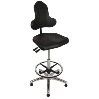 Arbejdsstol comfort med sæde og ryg i PU-skum, med fod-ring. 3502