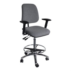Arbejdsstol Dynamic høj ryg,  polster sæde, fod-ring, armlæn. 2036