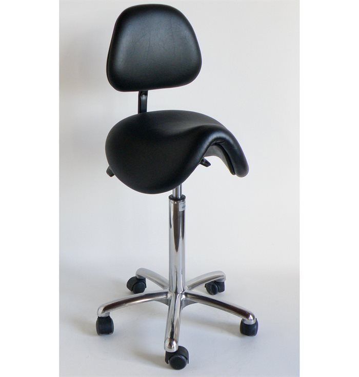 Tarok Comfort sadelstol med ryglæn, All-Matic sæde, kunstlæder sort /3303