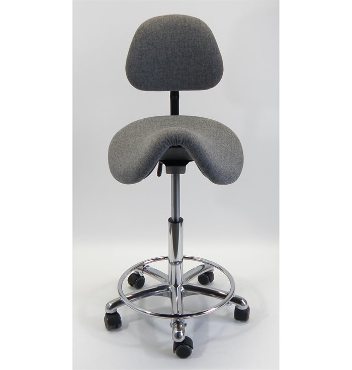 Tarok Comfort sadelstol med ryglæn, All-Matic sæde, fodring, grå stof/3303