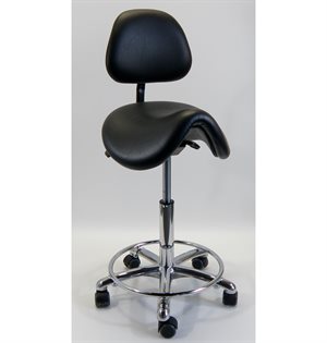 Tarok comfort sadelstol med ryglæn, fod-ring, kunstlæder sort. 3303