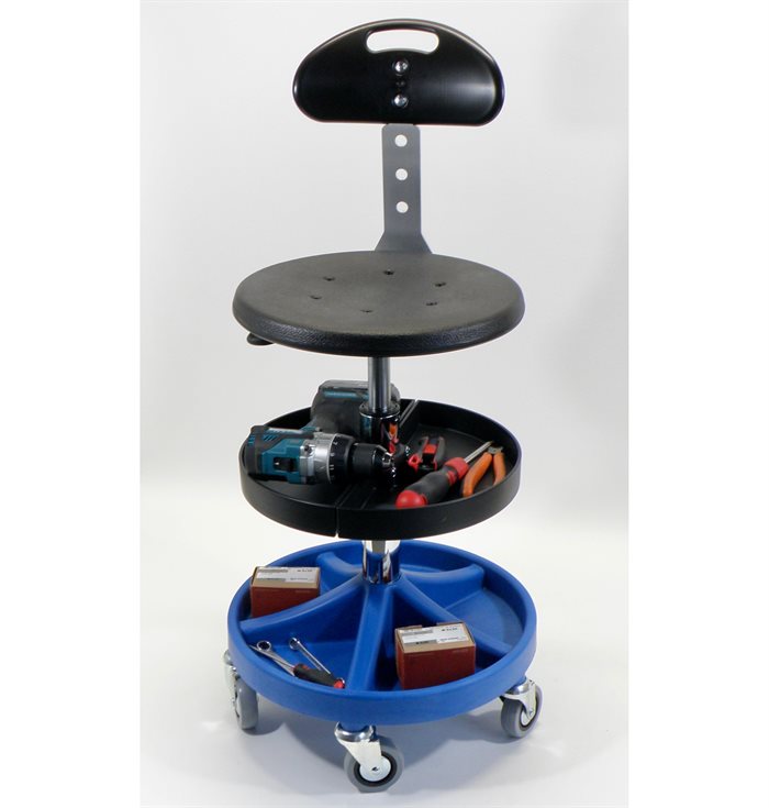 All-Round montørstol med Ekstra bakke og ryglæn.