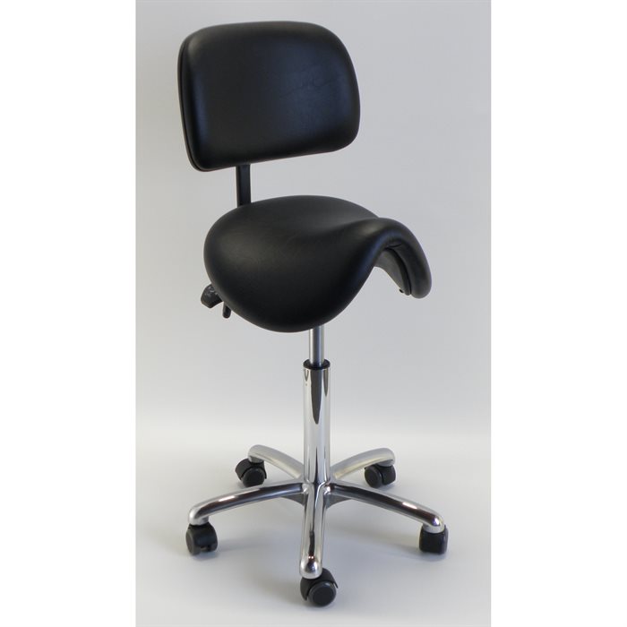Tarok Comfort sadelstol med ryglæn, All-Matic sæde, kunstlæder sort /3303